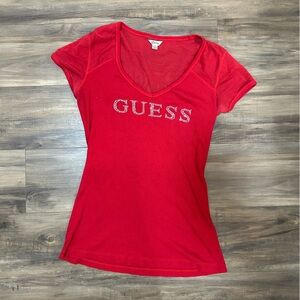 Guess Y2K Red Tee with Logo And Mesh Back